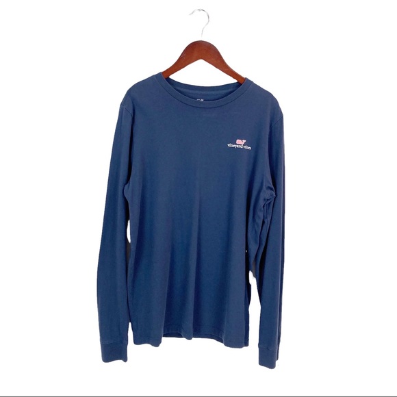 Vineyard Vines Whale Long Sleeve Pocket Tee Navy Blue Youth Large - Picture 1 of 10
